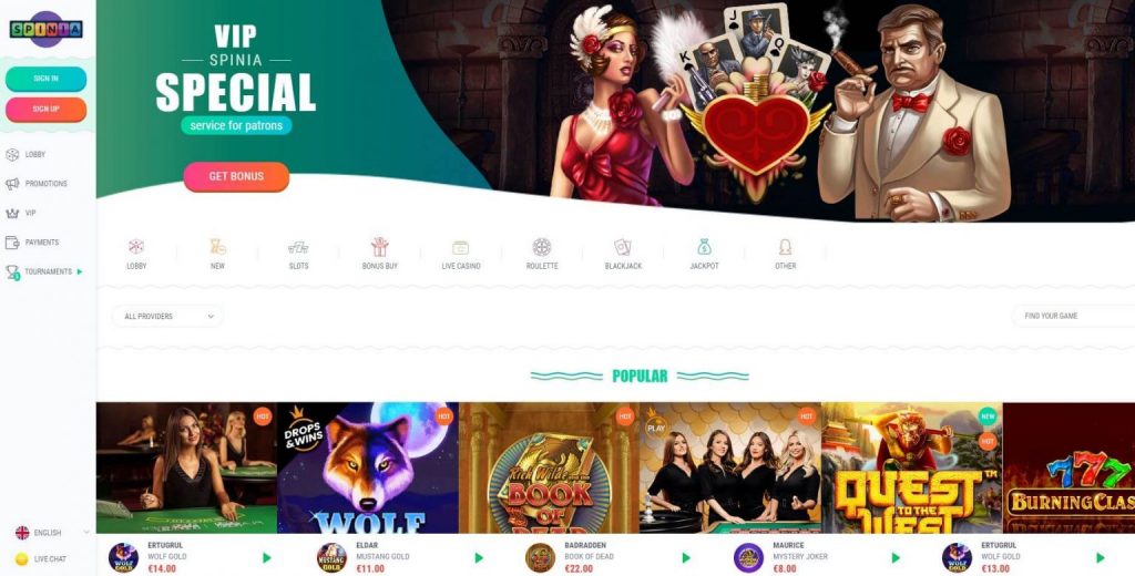 Spinia Casino Slot Games